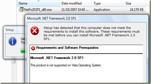 Reinstall .Net 2.0 Vista