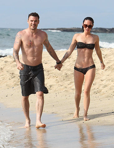 brian austin green with tattoo while in beach with megan fox