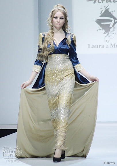 sparkling-gold-gown-for-the-wedding-teamed-up-wit-electric-blue