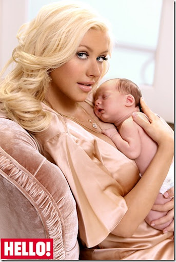 Christina Aguilera and son Max on Hello cover picture