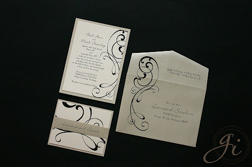 Black And Champagne Wedding Invitations. Beth#39;s Swirl Invitations