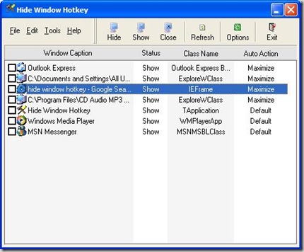hidewindow