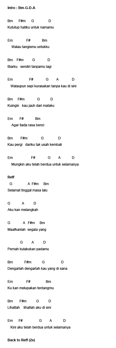 Chord Lagu Jamrud Selamat Tinggal