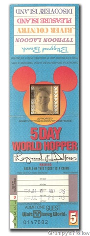 5 Day World Hopper Ticket from 1995 (Front Side)