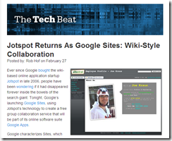 Google Relaunches JotSpot as Google Sites