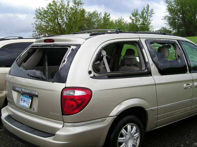 Ice Rain damages cars.  