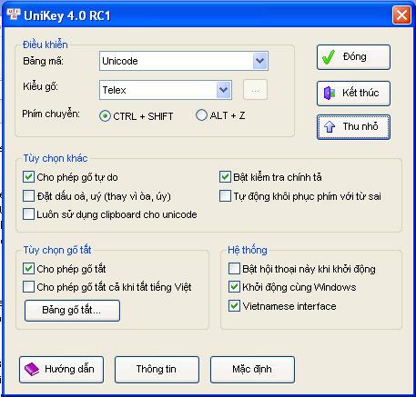 Download sử dụng UniKey 4.0 RC2 Bộ gõ tiếng Việt tốt nhất cho Windows